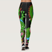 Green Dragon Tattoo met Cherry Blossoms Leggings (Achterkant)