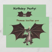 Green Dragon verjaardagsfeestje uitnodiging (Voorkant / Achterkant)