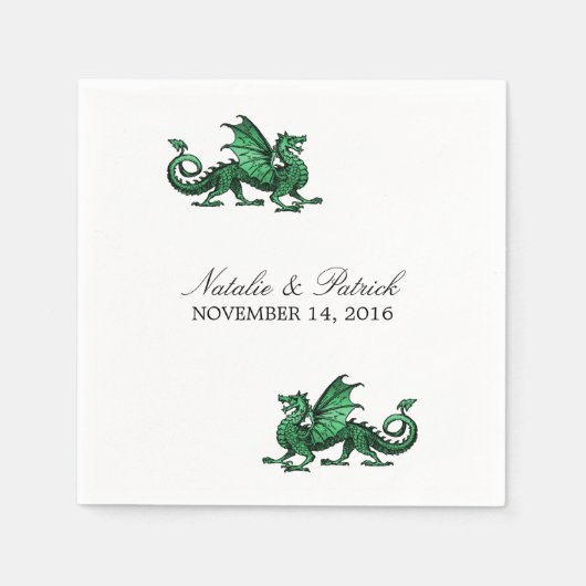 Green Dragon Wedding Paper Napkins Servetten (Voorkant)