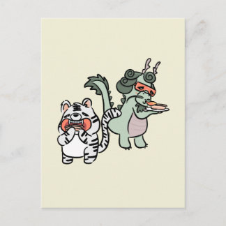Green dragon white tiger briefkaart
