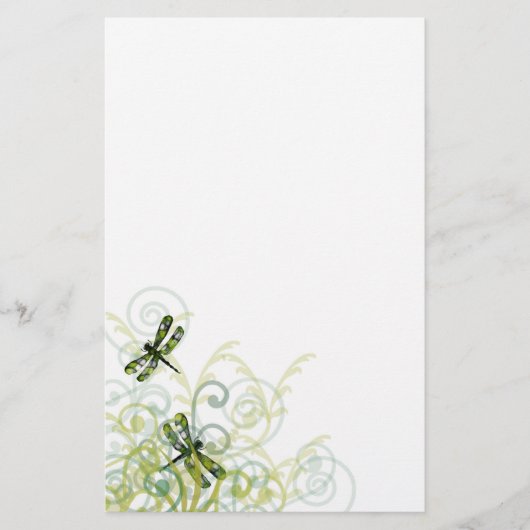 Green Dragonflies Stationery Briefpapier (Voorkant)