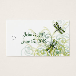 Green Dragonflies Wedding Favor Label Visitekaartjes