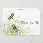 Green Dragonflies Wedding Invitation Kaart (Voorkant / Achterkant)