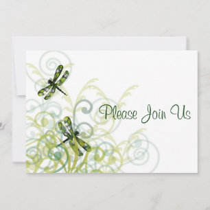 Green Dragonflies Wedding Invitation Kaart