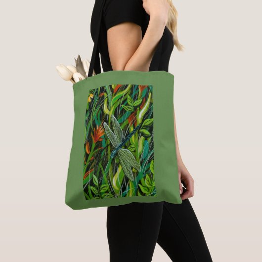 Green Dragonfly-Canvas tas (Dichtbij)