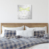 Green Dragonfly Damask Canvas Afdruk (Insitu (Slaapkamer))