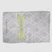 Green Dragonfly Damask Golfhanddoek (Horizontaal)