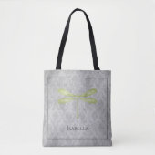 Green Dragonfly Damask Tote Bag (Voorkant)