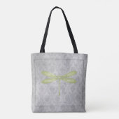 Green Dragonfly Damask Tote Bag (Achterkant)