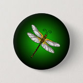 Green Dragonfly Dragonflies Button (Voorkant)