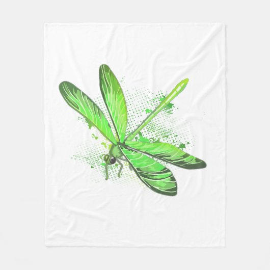 Green Dragonfly Fleece Deken (Voorkant)