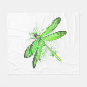 Green Dragonfly Fleece Deken (Voorkant (Horizontaal))