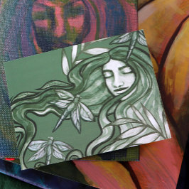 Green Dragonfly Goddess Art Dragonflies Briefkaart