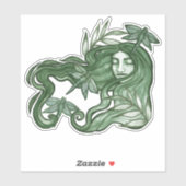 Green Dragonfly Goddess Art Dragonflies Sticker (Vel)