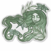 Green Dragonfly Goddess Art Dragonflies Sticker (Voorkant)