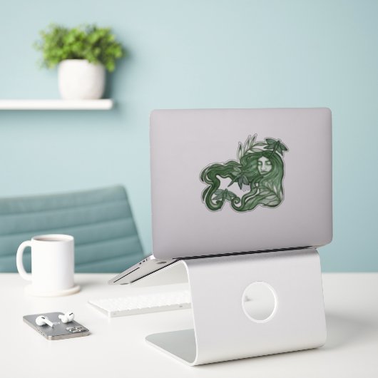 Green Dragonfly Goddess Art Dragonflies Sticker (Laptop op bureau)