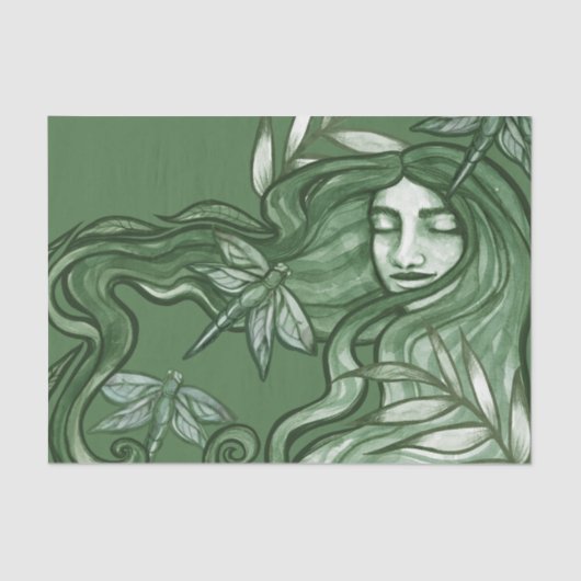Green Dragonfly Goddess Art Dragonflies            Tissuepapier (Voorkant)