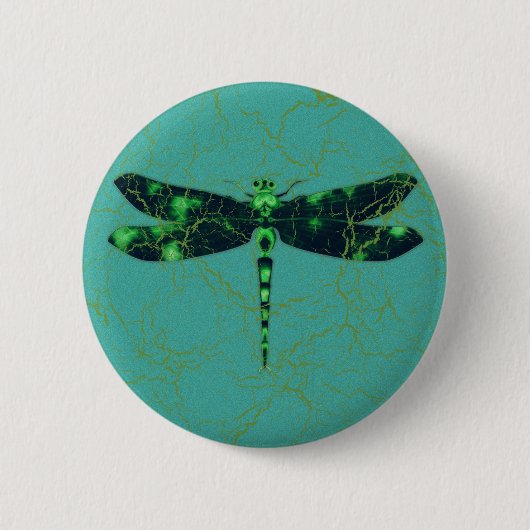 Green Dragonfly Ronde Button 5,7 Cm (Voorkant)