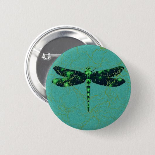 Green Dragonfly Ronde Button 5,7 Cm (Voorkant /achterkant)