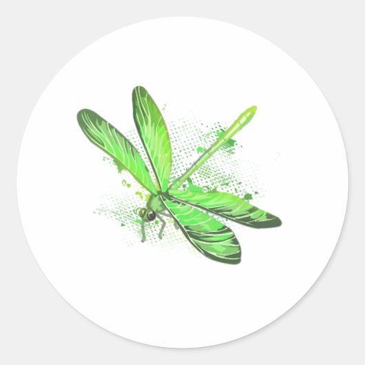 Green Dragonfly Ronde Sticker (Voorkant)