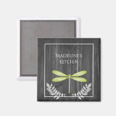 Green Dragonfly Rustic Magnet (Voorkant / Achterkant)