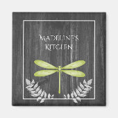Green Dragonfly Rustic Magnet (Voorkant)