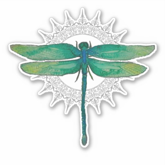 Green Dragonfly-Sticker Sticker (Voorkant)