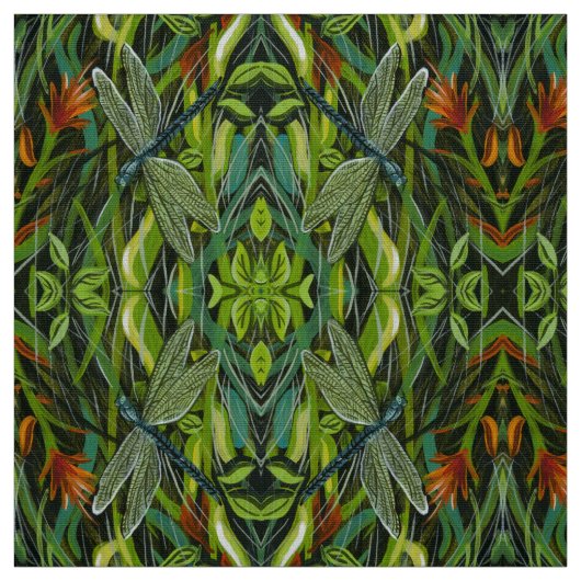 Green Dragonfly Stof (Swatch)