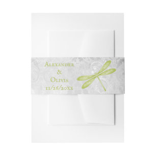 Green Dragonfly Wedding Invite Belly Band Uitnodigingen Wikkel
