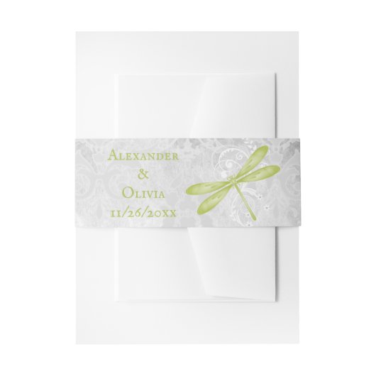 Green Dragonfly Wedding Invite Belly Band Uitnodigingen Wikkel (Voorkant Voorbeeld)