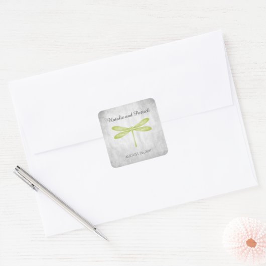 Green Dragonfly Wedding Stickers (Envelop)
