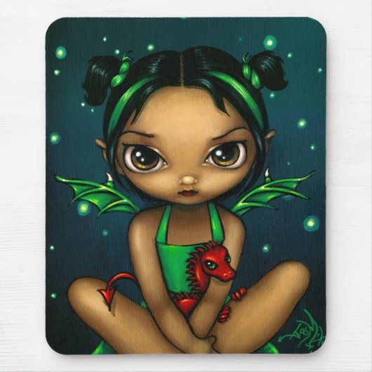 "Green Dragonling" Mousepad Muismat (Voorkant)