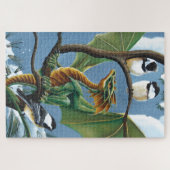 Green Dragons Chickadees Winter Legpuzzel (Horizontaal)