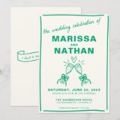 Green Drawn Together Champagne Wedding Kaart (Voorkant / Achterkant)
