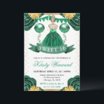 Green Dress Blonde Hair Princess Sweet 16 Kaart<br><div class="desc">Elegante waterverf blond haar prinses in smaragdgroen jurkontwerp met groene en gouden bloemen,  ballonnen en gouden glitter confetti.</div>
