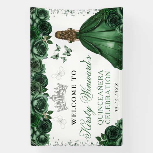 Green Dress Blonde Princess Floral Quinceanera Spandoek (Verticaal)