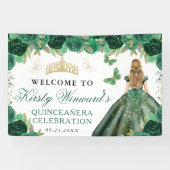 Green Dress Blonde Princess Floral Quinceanera Spandoek (Horizontaal)