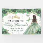Green Dress Dark Skin Princess Floral Quinceanera Spandoek (Horizontaal)