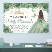 Green Dress Dark Skin Princess Floral Quinceanera Spandoek (Beurs)