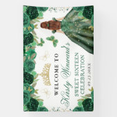 Green Dress Red Haired Princess Floral Sweet 16 Spandoek (Verticaal)