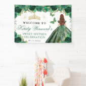 Green Dress Red Haired Princess Floral Sweet 16 Spandoek (Insitu)