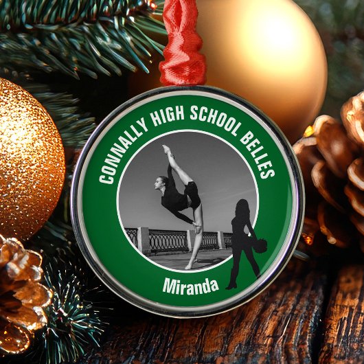 Green Drill Team Photo Dancer Christmas Metalen Ornament