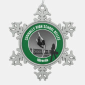 Green Drill Team Photo High School Dancer Tin Sneeuwvlok Ornament (Voorkant)