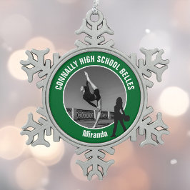 Green Drill Team Photo High School Dancer Tin Sneeuwvlok Ornament
