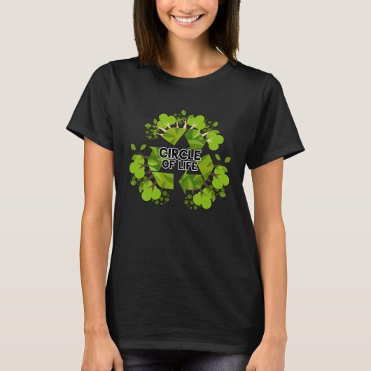 Green Earth Day Circle Of Life Trees With Recycle  T-shirt (Voorkant)