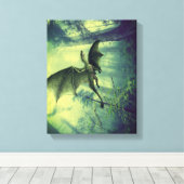 Green Earth Dragon, Natuur Fantasy Art Canvas Afdruk (Insitu (Houten vloer))