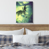 Green Earth Dragon, Natuur Fantasy Art Canvas Afdruk (Insitu (Slaapkamer))