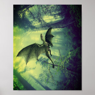 Green Earth Dragon, Natuur Fantasy Art Poster