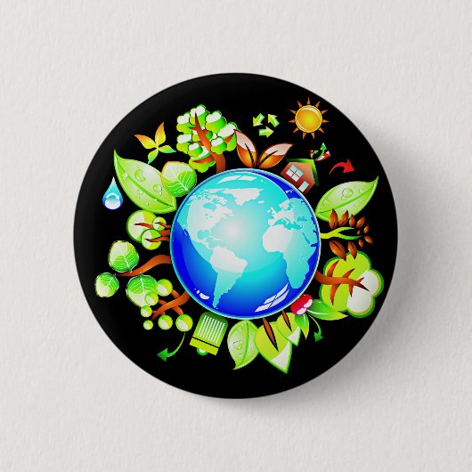 Green Earth Eco Friendly for Earth Day Ronde Button 5,7 Cm (Voorkant)