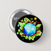 Green Earth Eco Friendly for Earth Day Ronde Button 5,7 Cm (Voorkant /achterkant)